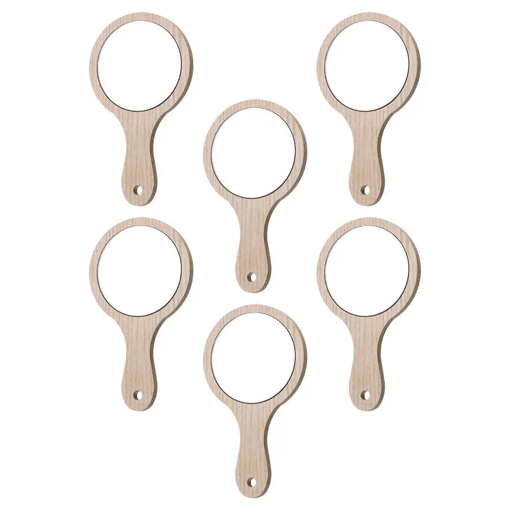 

Набор из 6 портативных зеркал для макияжа с деревянной ручкой, высококачественная отражающая поверхность, маленькие зеркала для ежедневного использования женщинами, для общежития