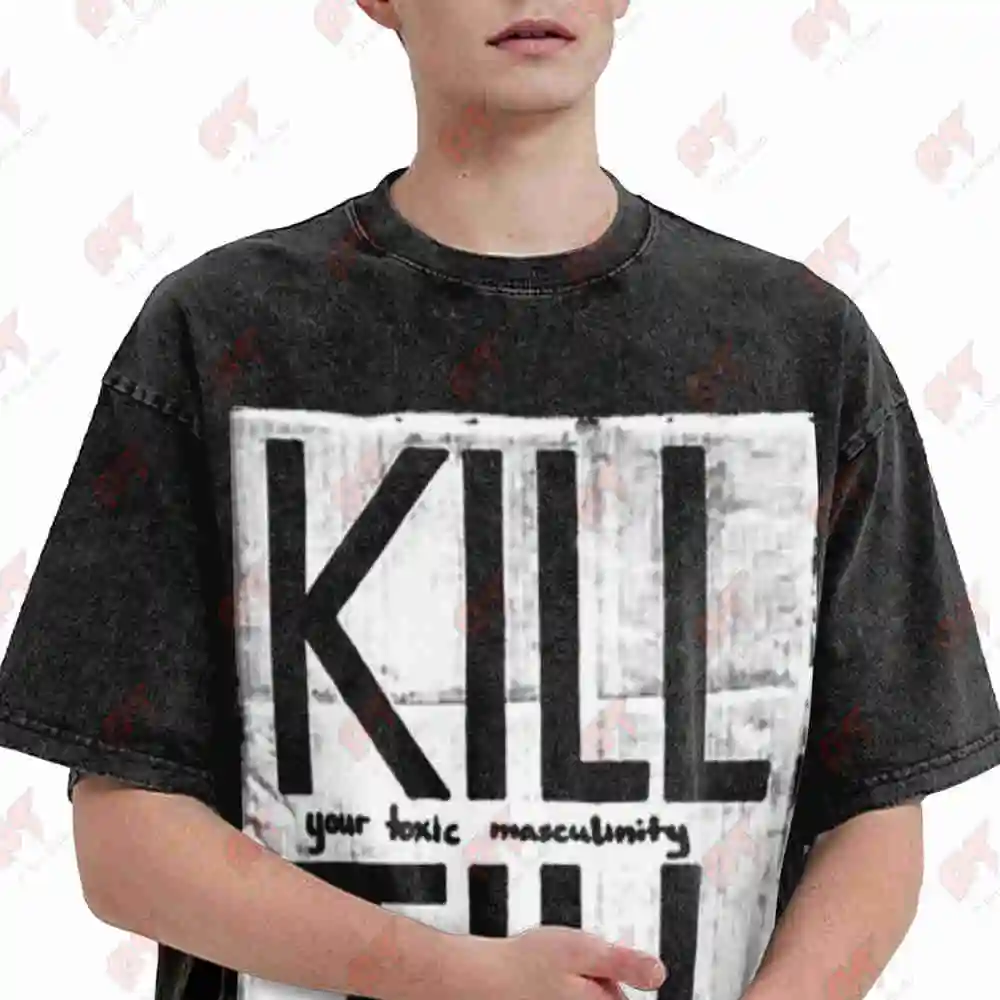 Kill Till Distressed Print Vintage Washed Tee Pure Cotton T-Shirt