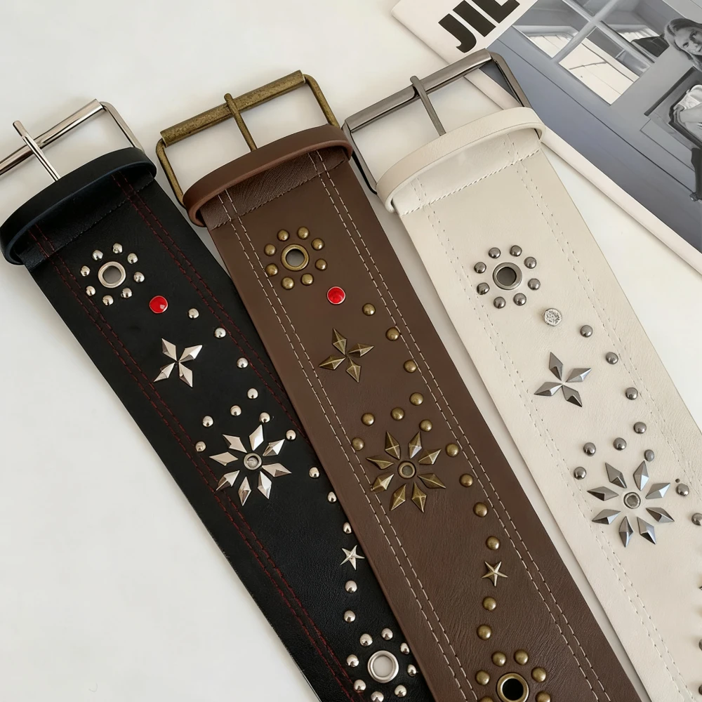 خمر صراع الألوان المتخصصة تصميم حزام Y2k التوابل الفتيات Ins نمط رصع الماس واسعة حزام ميرادور نمط صدرية #6