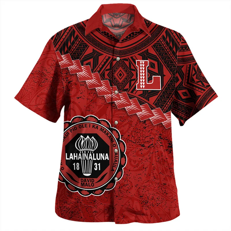 Summer New 3D American Hawaii State National Flag Printed Shirts Hawaii Coat Of Arm Graphic Short Shirts Men Fashion Top Clothes