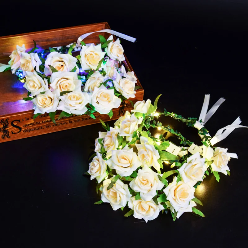 Artificial Simulation Glowing Wreath Bridal Headdress Beautifully Designed Adjustable Head Circumference Wedding Decoration