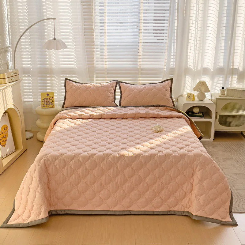 Quilted Bedspread Plaid Style Bed Linen Thickened Bedsheet Home Blanket Skin-friendly Bed Cover 침대커버 (Pillowcase Need Order)