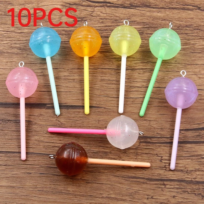 

10Pcs Glow In Dark Resin Round Lollipop Charms DIY Jewelry Accessories For Handbags Clothing Pendants
