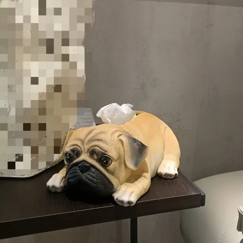 Creative Cartoon Dog Tissue Box Resin Handicraft Desk Storage Paper Towel Holder Napkin Holder Home Decoraction Luxury