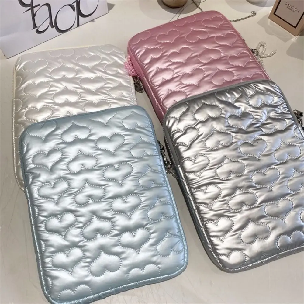 

2024 13 15 inch Laptop Sleeve Men Women Heart Bowknot Storage Bag Large Capacity Puffy Tablet Pouch Air/Pro M2 M3