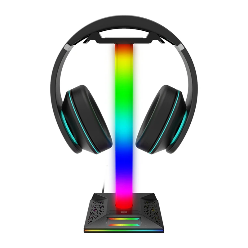 RGB Gaming Headphone Stand Dual USB Port Touch Control Strip Gaming Headset Holder Hanger Earphone Accessories