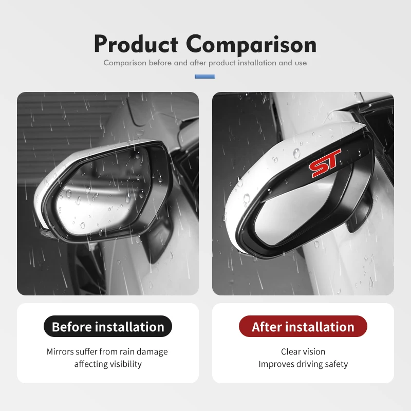 2pcs Car Rearview Mirror Rain Eyebrow Stickers Cover Protector For Ford Escape Expedition Taurus Ecosport C-MAX Galaxy ST