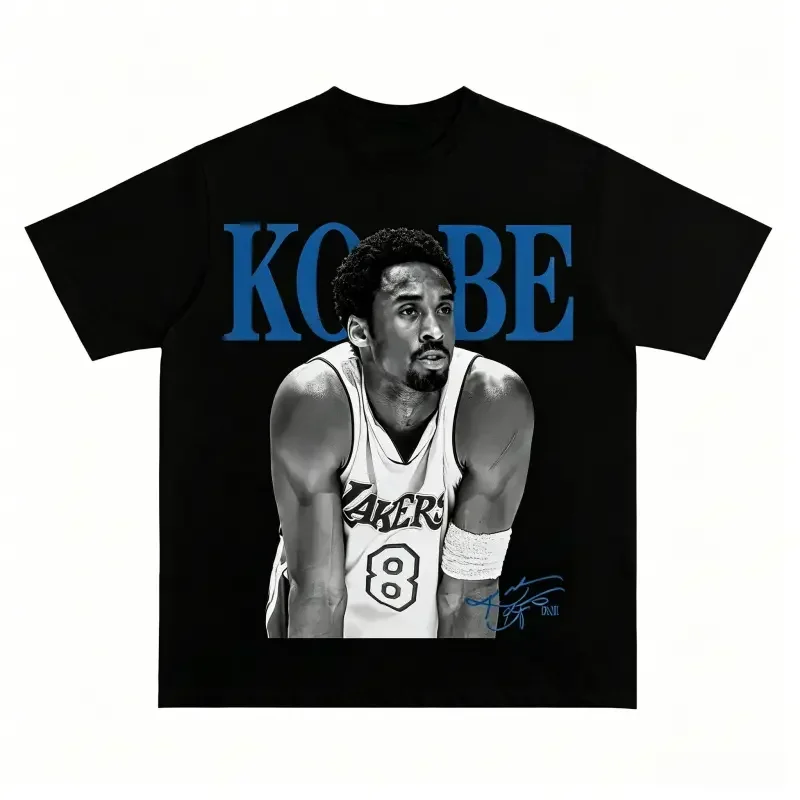 Men's Unisex Kobe Bryant Graphic Print Short-Sleeve Crew Neck T-Shirt, Fashion Vintage Basketball Retro Tee, Breathable Fabric, White/Blue Options, 67 Christian Clothing, Soulja Boy Outfit, Gorlock Destroyer, Silverfish Clothes