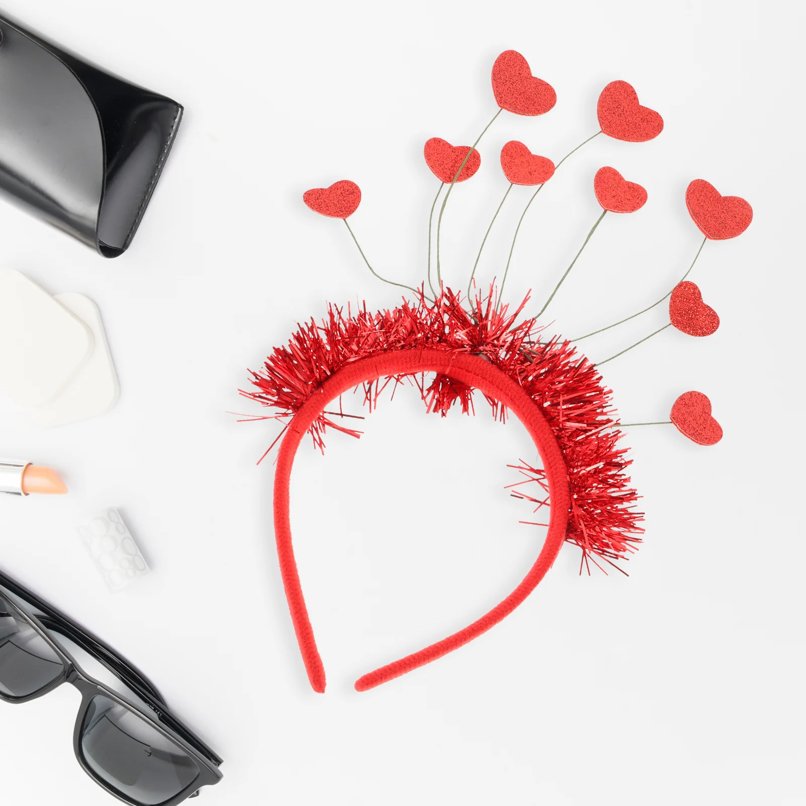 2 قطعة عقال القلب الأحمر للنساء البالغات عيد الحب غطاء الرأس حفلة عطلة الشعر الديكور الزفاف هدية للذكرى السنوية التبعي #2