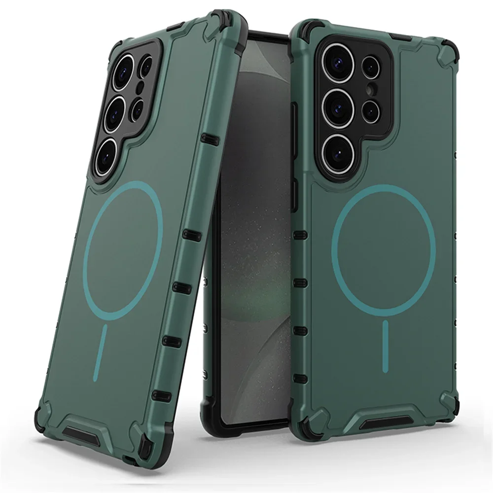 Anti-slip Bumper Armor Magnetische Telefoon Case Voor Samsung S24 S25 S26 Plus S23 Ultra A56 A55 A54 A35 a34 A25 A15 Voor Magsafe Cover