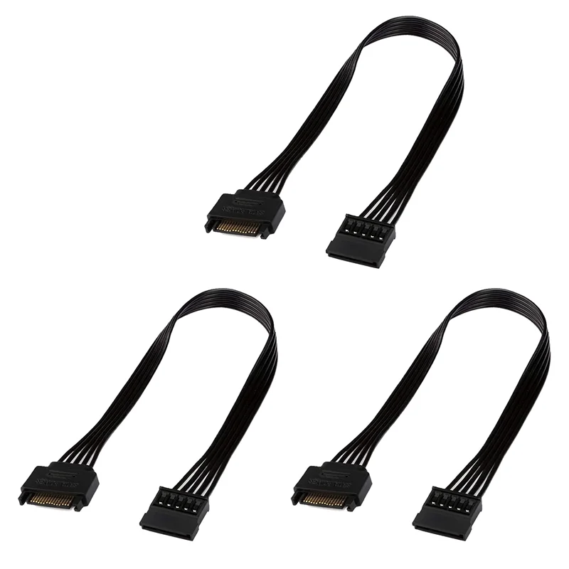 B24B 3Pcs SATA Power Extension Cable,15 Pin SATA Male To Female Extender Power Cable Adapter For Hard Drive Disk HDD,SSD,30CM