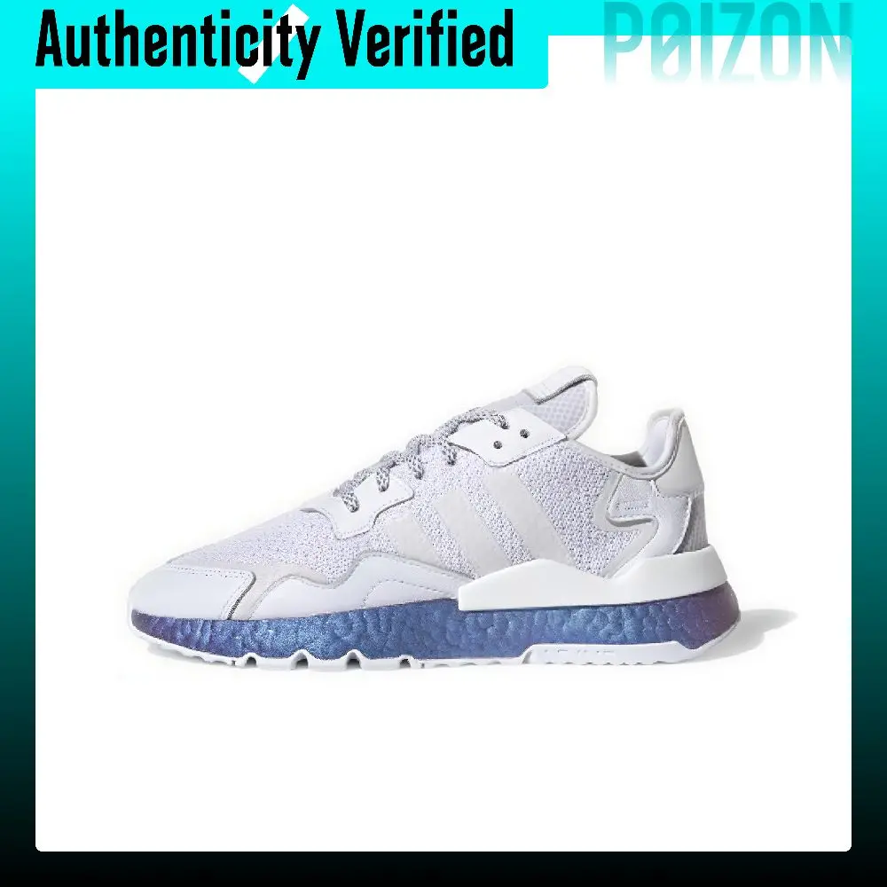 Adidas Originals Nite Jogger Fabric Cushioning Slip Resistant Low top Casual Shoes Unisex White Blue FV3746