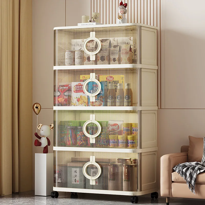 Storage Cabinet Room Storage Cabinet Thickened Folding Sliding Door Multi Layer LWardrobe Dresser Organizer Snacks Toy Furniture
