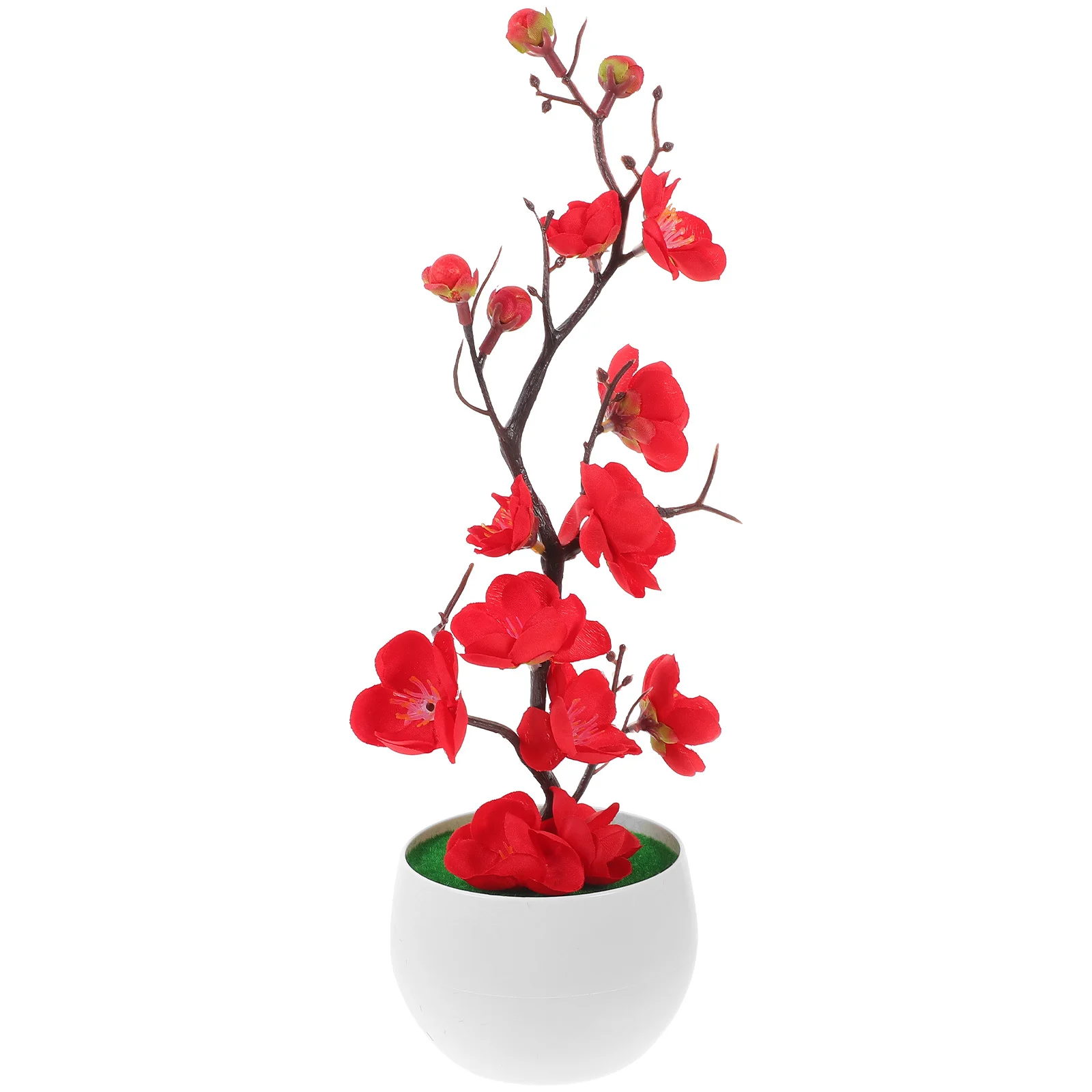 

Artificial Potted Plum Blossom Lifelike Faux Flower Realistic Branch Home Office Decor Indoor Plant Simulation Flower Decors