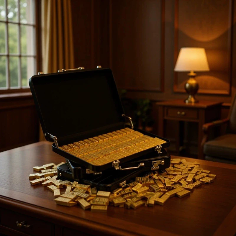 Maleta de aleación de aluminio con Mini réplica de barra dorada, casa de muñecas coleccionable de aleación chapada en oro, modelo de exhibición de decoración de microescena