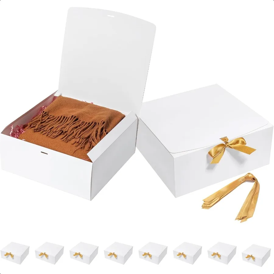 

Large Gift Boxes with Lids 12x12x5 Inches 10 Pack Bridesmaid Proposal Boxes White Extra Deep Gift Box for Presents Craft Boxes