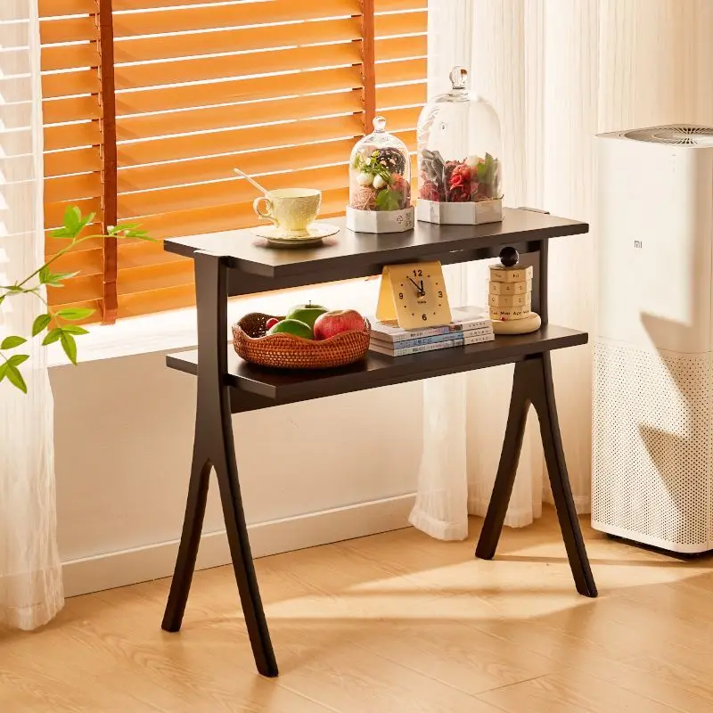 Винтажный приставной столик из массива дерева и набор книжных полок: подставка для цветов «елочка середины века», минималистичный учебный стол