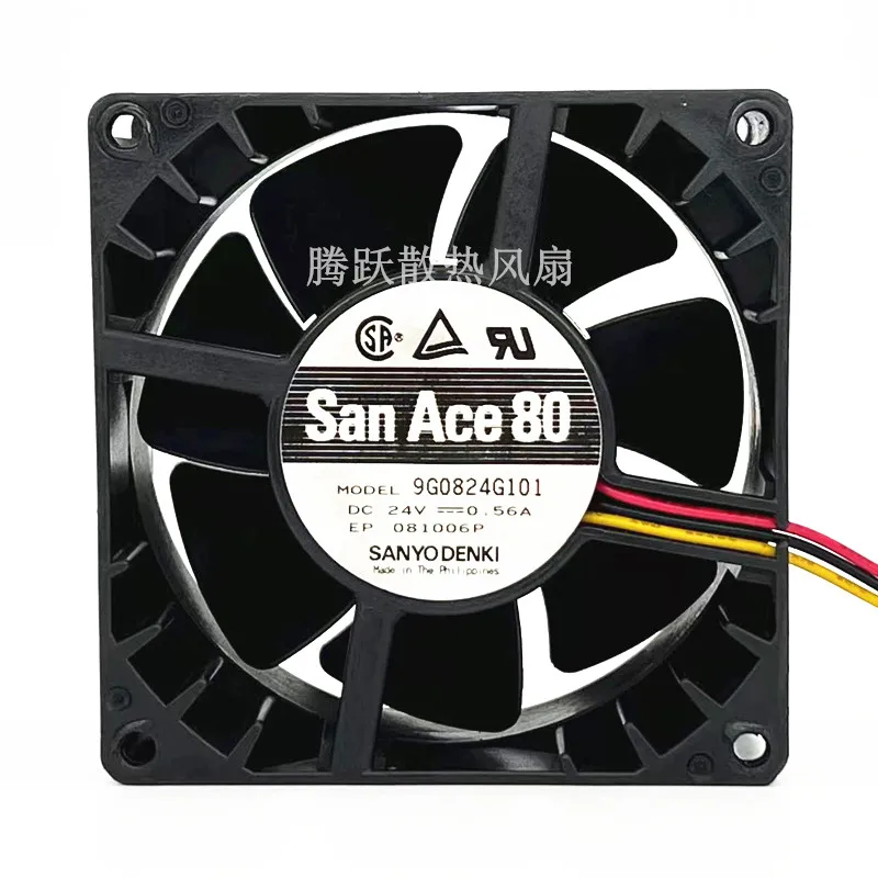

SANYO DENKI 9G0824G101 DC 24 В 0,56 А 80x80x38 мм 3-проводной охлаждающий вентилятор