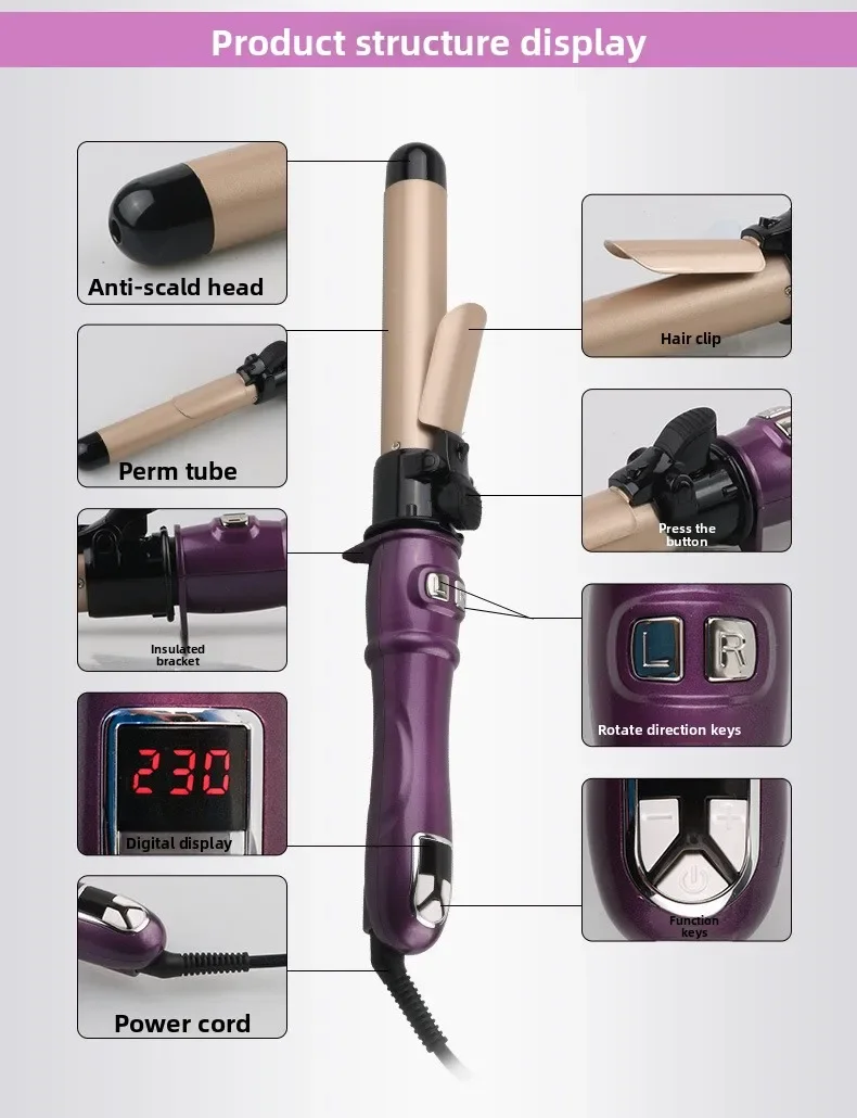 High quality   Automatic Rotating Electric Curling Iron Automatic Curling Iron God Does Not Hurt Hair Big Wave Curl Hairdresser