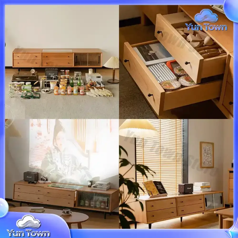 Metallgriffe, minimalistischer TV-Ständer mit Stauraum, glamouröser, luxuriöser, eleganter TV-Ständer mit Schubladen, klassische Szafka Pod Telewizor-Möbel