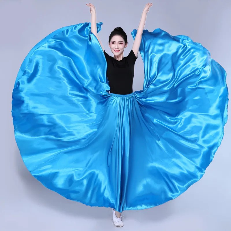 540 Degree Satin Skirt Belly Dance Women Gypsy Long Skirts Dancer Practice Wear  Colors Assorted Solid Purple Gold Dance Skirt