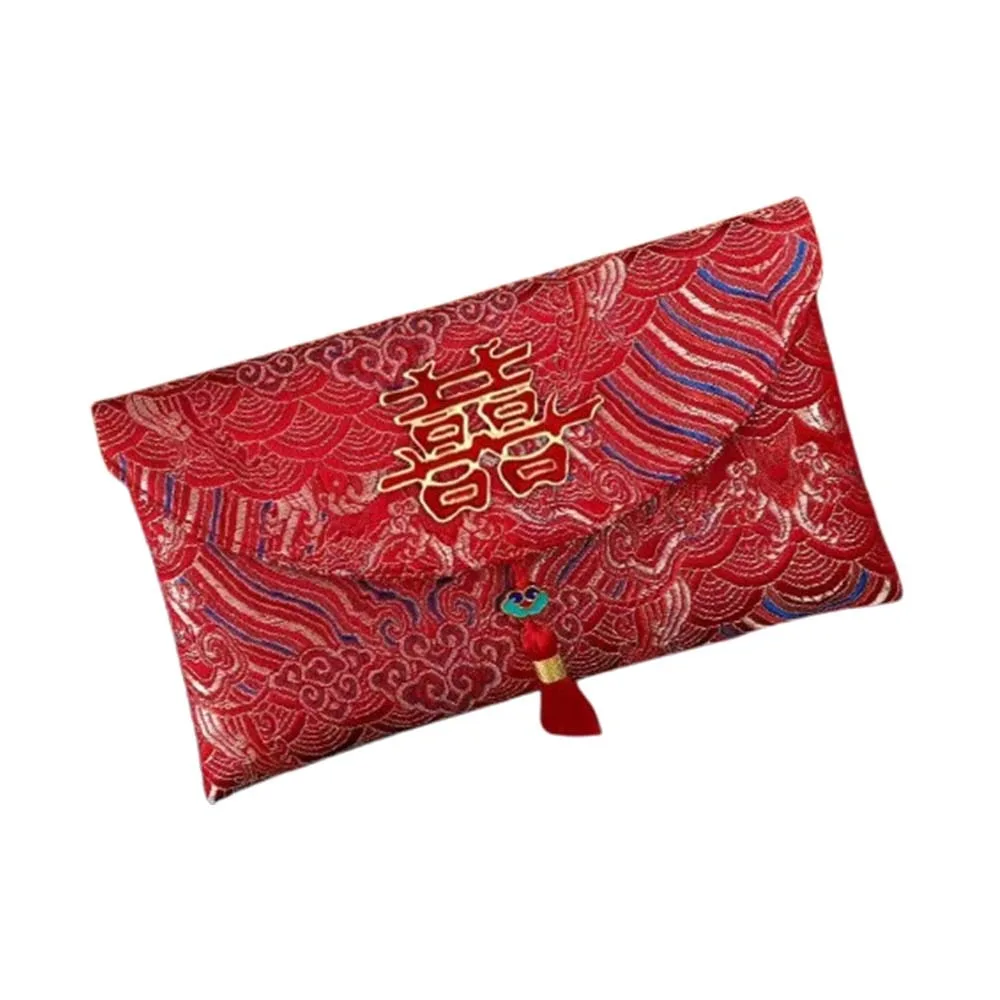 

Chinese Style New Year Red Envelope Cloth Embroidery Wedding Money Pocket with Tassel Traditional 2026 Lucky Money Bag
