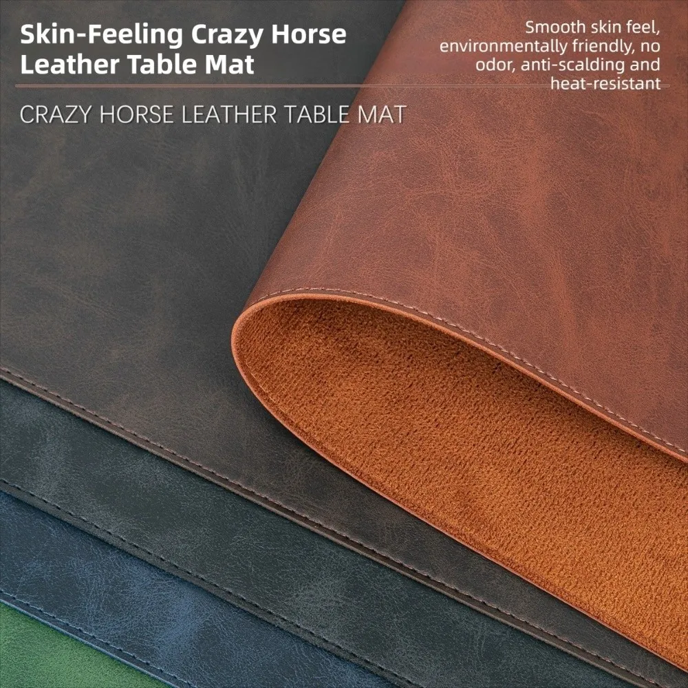 Leather Mouse Pad Crazy Horse Pattern Waterproof Keyboard Mice Mat Non-slip Extra Large Computer Laptop Mousepad Home Office