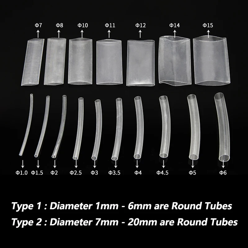 2/5/10m Super Thin Wall Soft Shrinkable Tube Transparent 1mm ~ 20mm  2:1 Heat Shrink Tube Earphone Line Audio Cable Sleeve Wrap