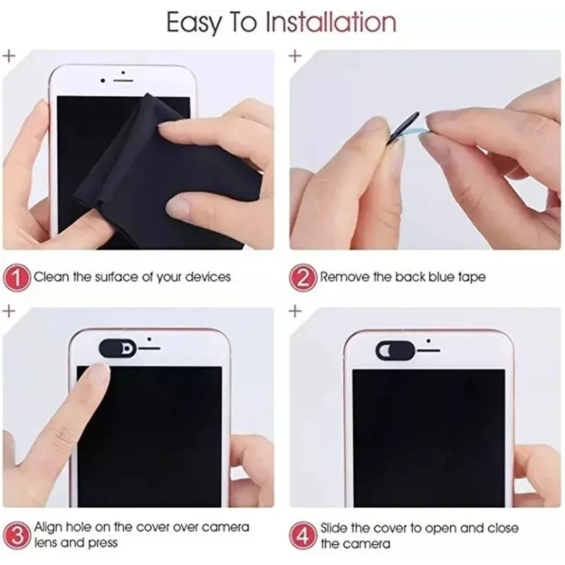 1-50pcs Webcam Cover Shutter Magnet Slider Plastic Camera Cover for iPad Tablet Web Laptop Mobile Phone Lenses Privacy Sticker