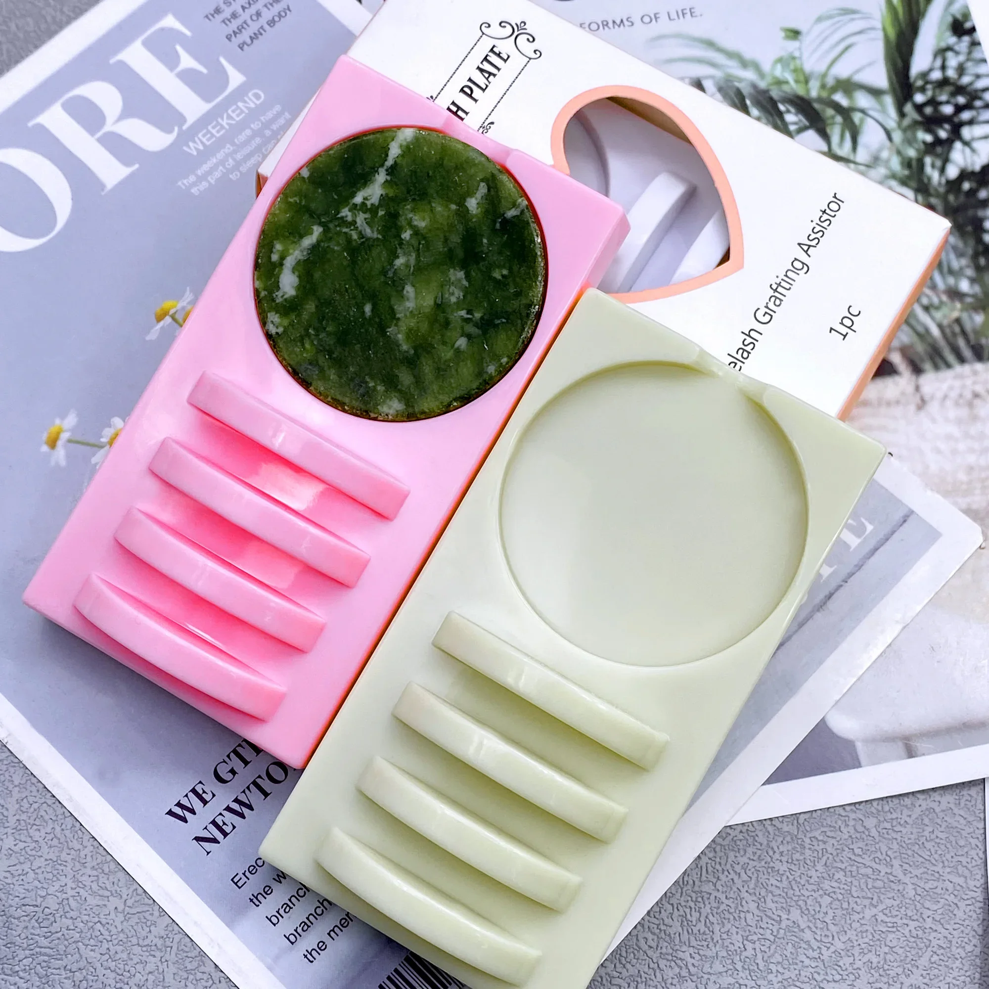 Wimper Extensie Tool Individuele Lijm Pallet Enten Valse Wimpers Jade Plaat Pad Zelfklevende Lijmstandaard Holde Make-Up Tools