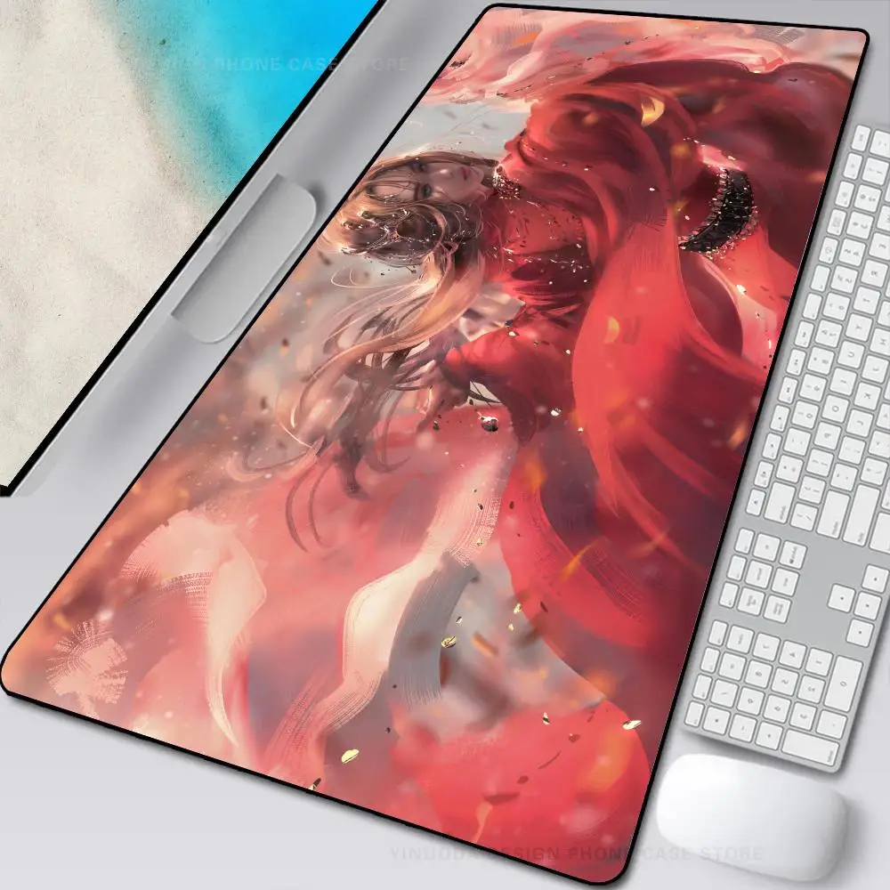 

Anime Girl Mouse Mat Desk Mat with Pad Gaming Accessories Prime Gaming XXL Keyboard Pad Stitch Padding Mat