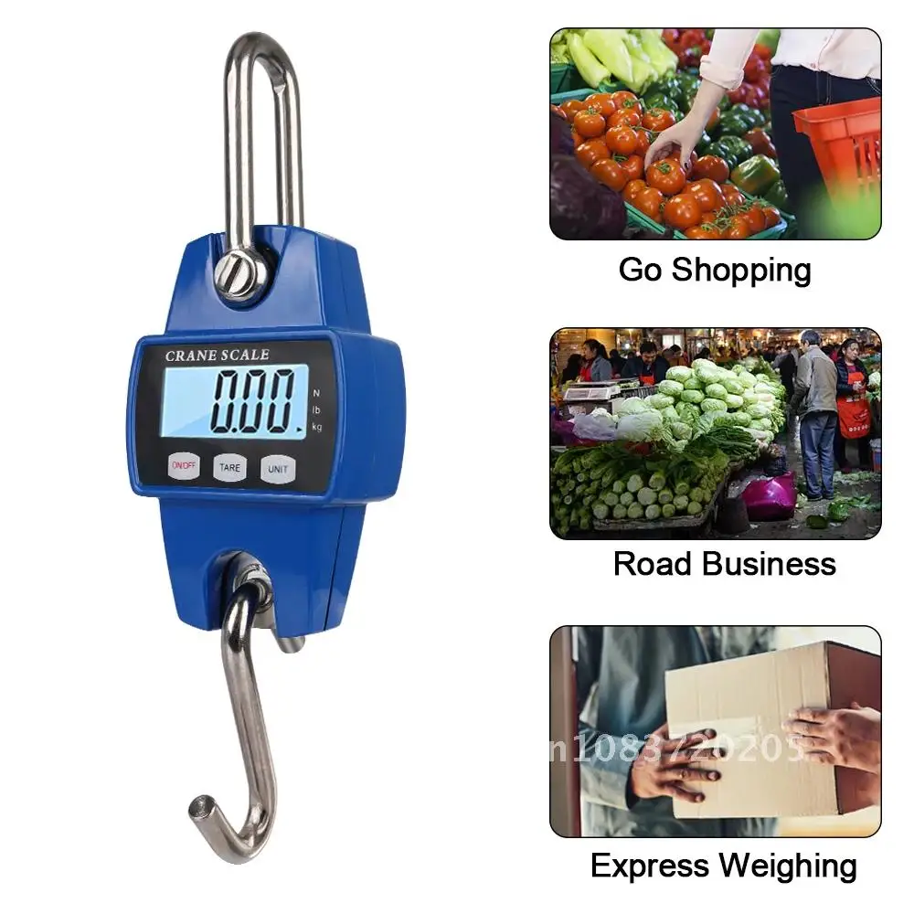 Portable Electronic Digital Crane Scale Weight 300 kg Stainless Steel Heavy Duty Hanging Hook Scales