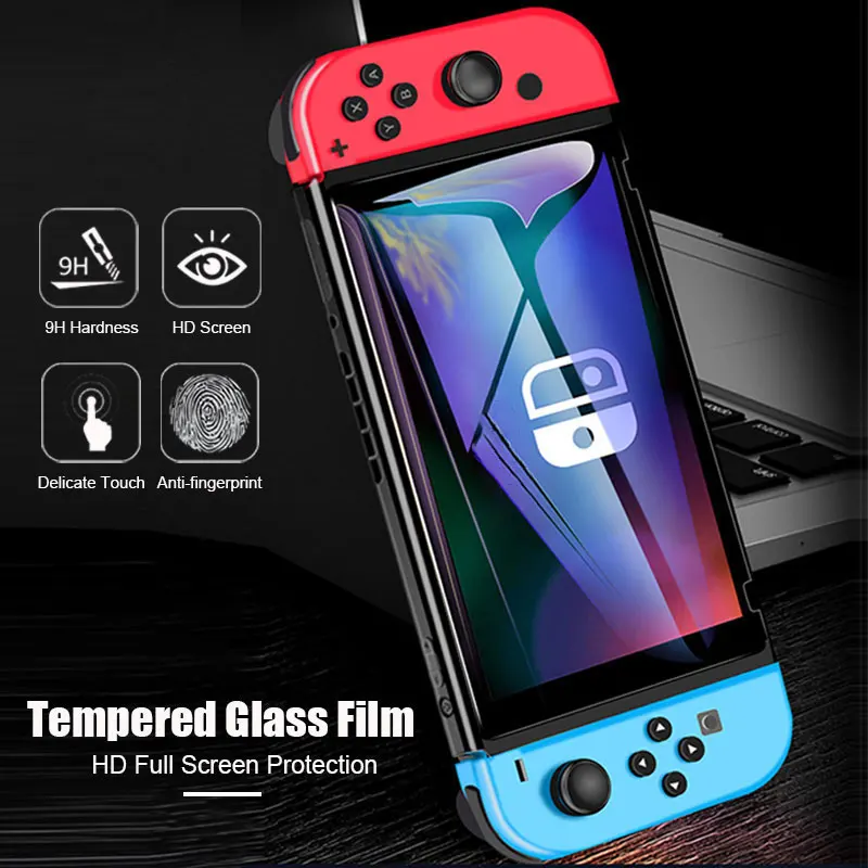 Tempered Glass Protective Film For Nintendo Switch NS Lite Game Console Curved Edge Full Cover Screen Protector Case Accessories