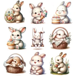 Medium rabbit EasterIron On Patches Transfers Vinyl Thermal Press A-Level Washable Diy Hoodies Tops Patch Iron Children Clothes