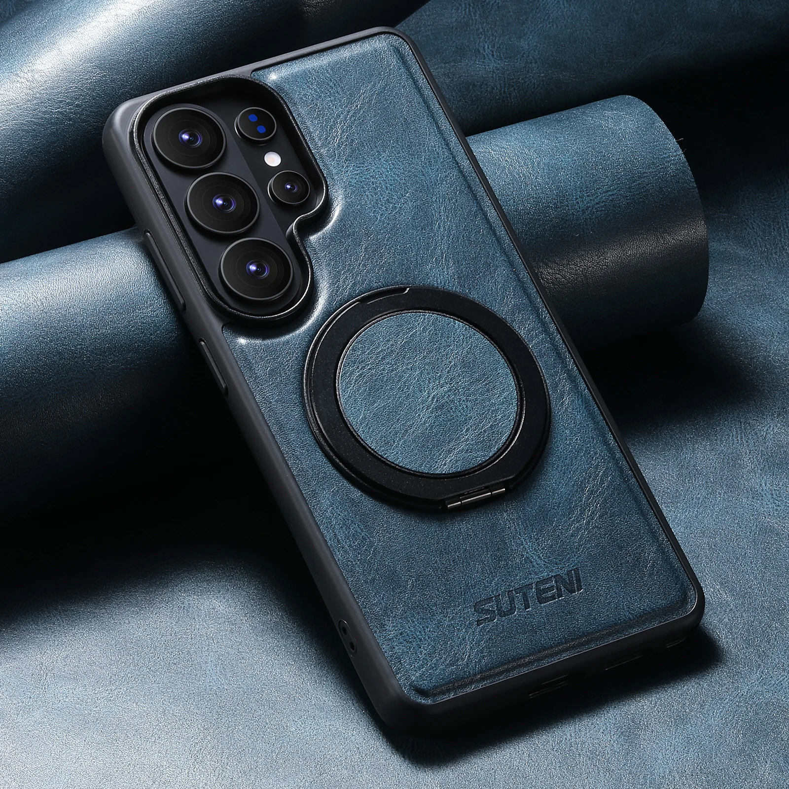 Magnetische Kabellose Ladehandyhülle aus Ölwachs-Kunstleder 360° °   Drehbare Ständerhalterung für Samsung Galaxy S26 Ultra S25 S24 S23 S22