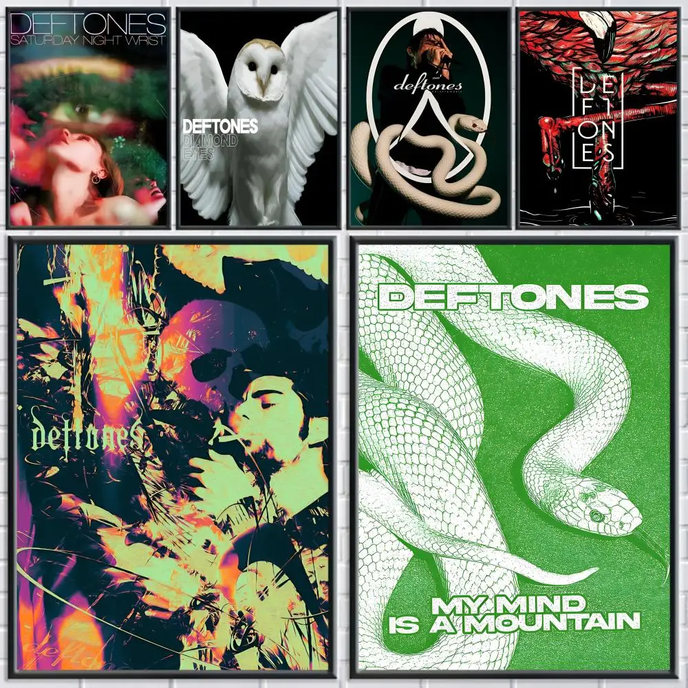 D-Deftones Band Poster Stickers Mural Painting Self-Adhesive Decor for Bedroom Living Room Home HD Wall Decals Gift