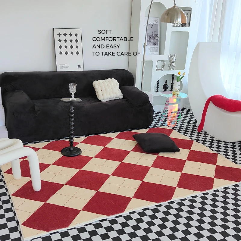 

Checkerboard Ins Style Carpets Modern Living Room Decoration Rugs Home Bedroom Decor Bedside Carpet Minimalist Study Lounge Rug