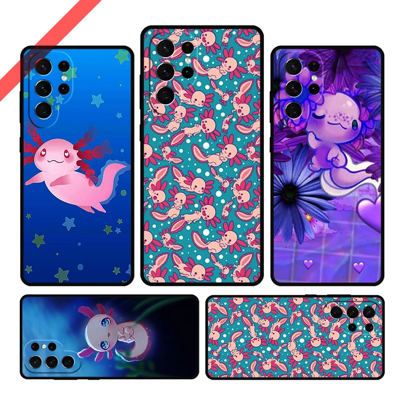 Cute Animal Axolotl Phone Case For Samsung Galaxy S20 FE S21 S10 S23 Plus S24 S22 Ultra Coque Note20 Note10 S9 S8 Cover Capa