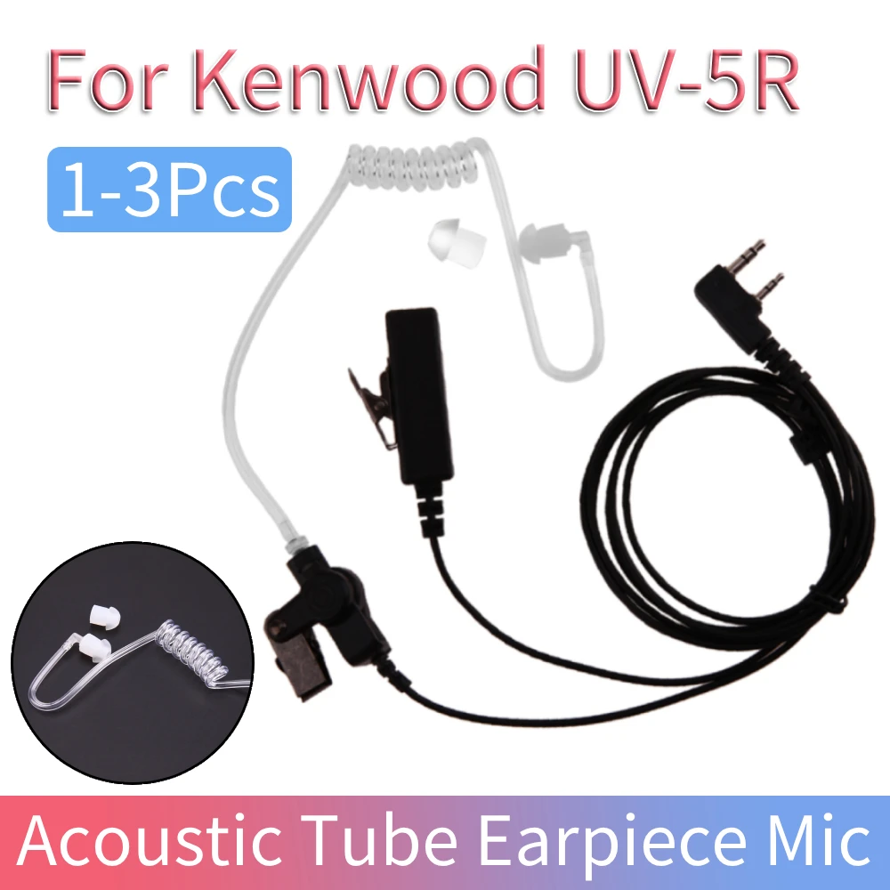 

1-3Pcs 2 Pin In Ear Stereo Air Tube Anti-Radiation Headset Radiation Proof Earphone Motorcycle Helmet Headset for Kenwood UV-5R