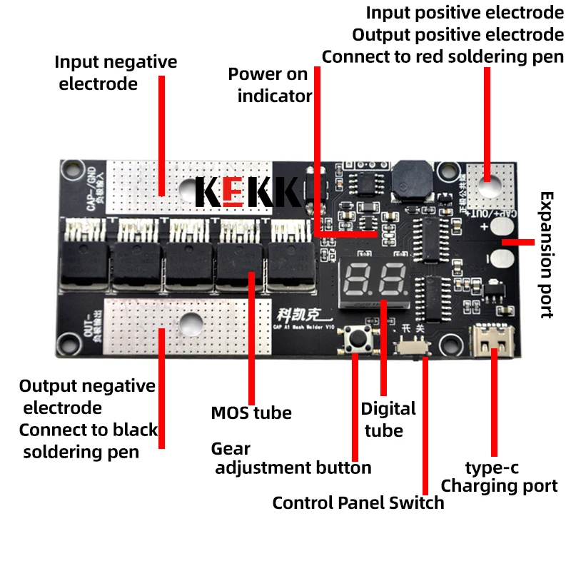 Imagem -02 - Pequeno Handheld Portátil Spot Welder Kit Faça Você Mesmo 5v Farad Capacitores Pcb Control Board 18650 Bateria Máquina de Solda a Ponto k6