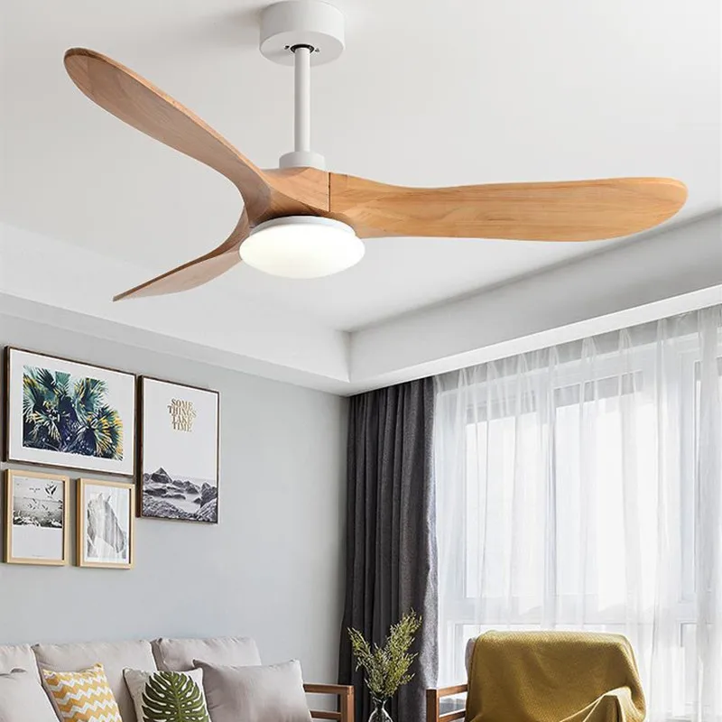 SENKAI Wood Ceiling Lights with Fan Led Ceiling Fan High Wind Solid Modern 80 Remote Control Home Office Living Room Fan Lamp