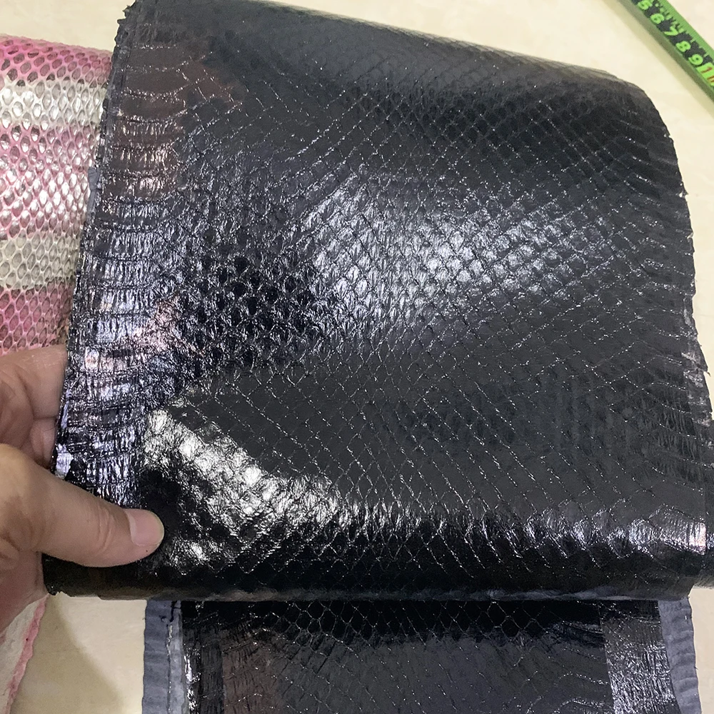 Colorful  snake skin Printing Leather for Phone Case,Belt DIY, purplish red, Handmade Watch Strap Making Materials, 80-110cm