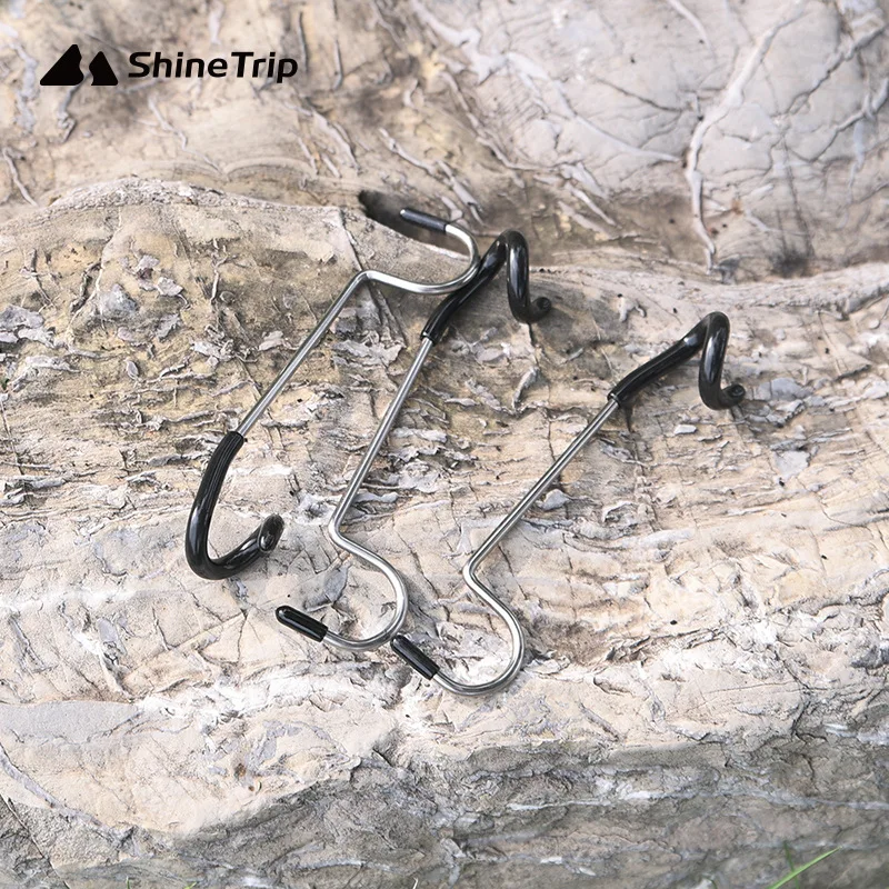 Shine Trip Stainless Steel S-Shape Double Hook Pig Tail Storage Light Pole Hook for Camping