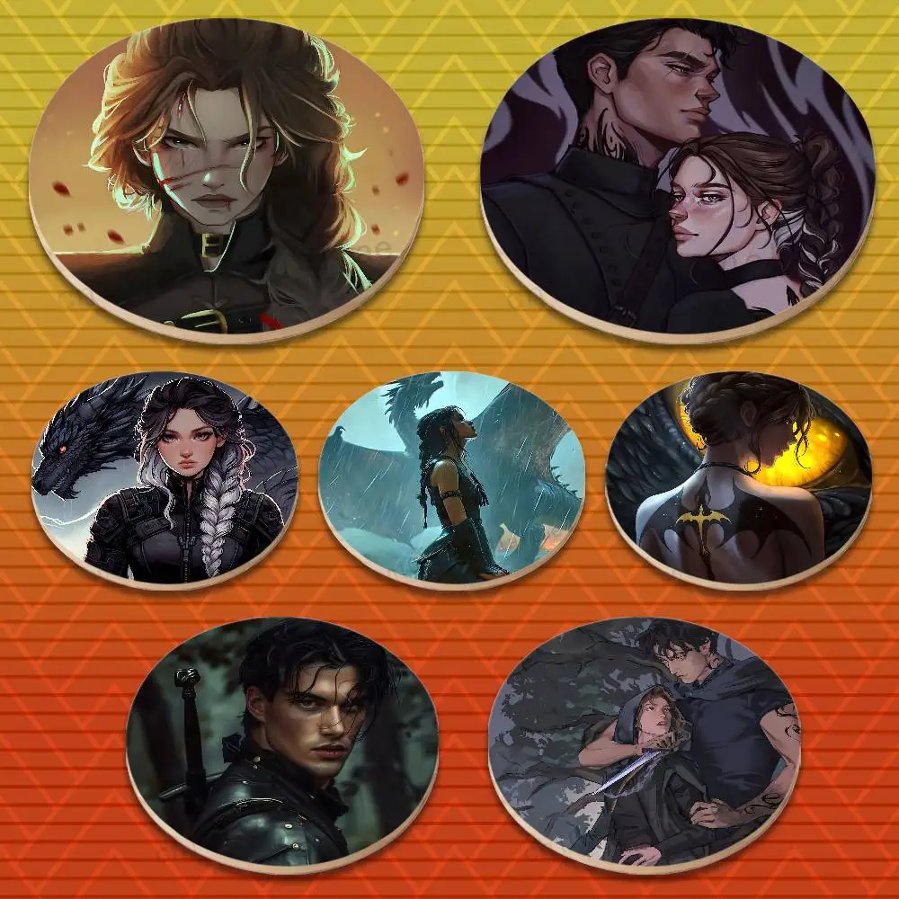 

Art F-Fourth W-Wing Novel Round Wooden Coasters Non-Slip Suitable for Drinks Tea,Coffee Home Perfect Gift