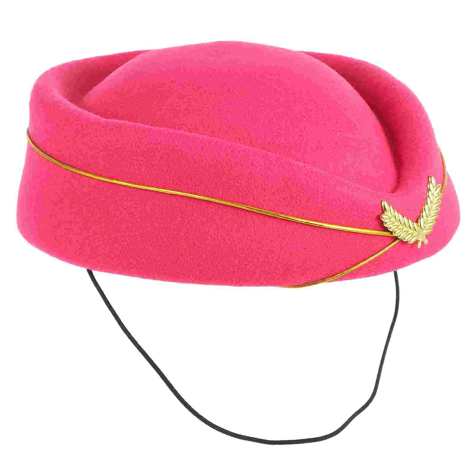 Sombrero de azafata de vuelo rosa intenso, disfraz de azafata, decoración del capitán, disfraz de viaje