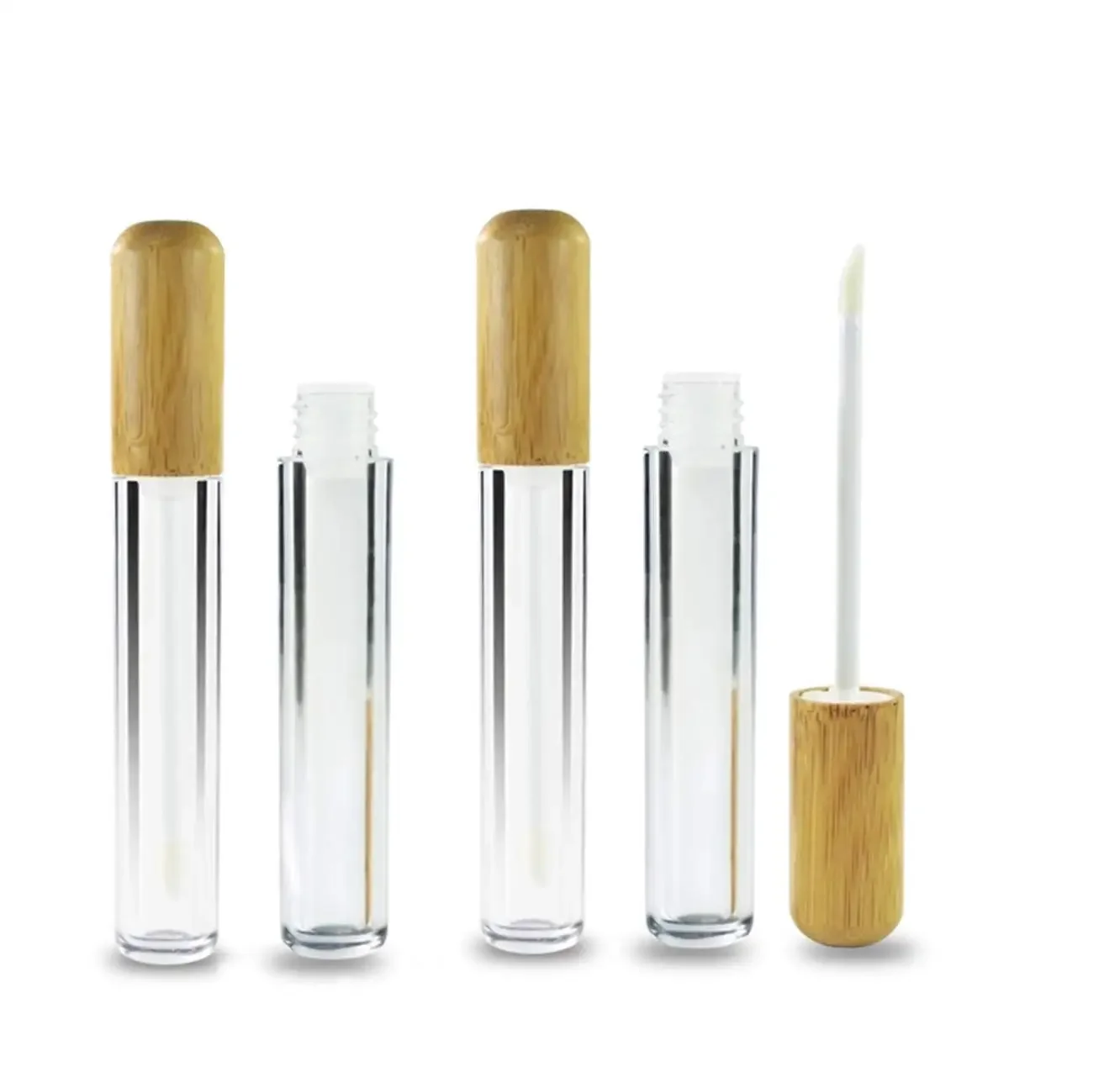 Empty Bamboo Lipgloss Tube Travel Cosmetic Container Samples Wholesale Custom Glass Mascara Custom Glass Eyelash Serum Bottle