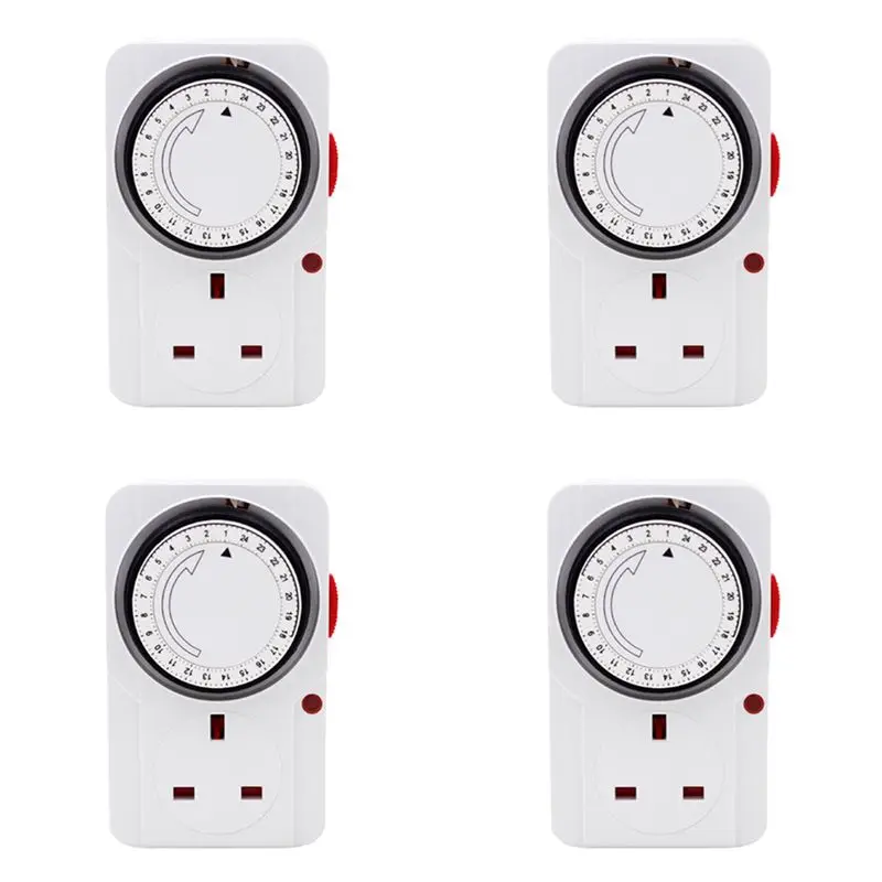 ABSE-4X 24-Hour Segmented Timer Switch-Energy-Saving Plug Timer Socket Kit-With Programmable Time Controller UK Plug