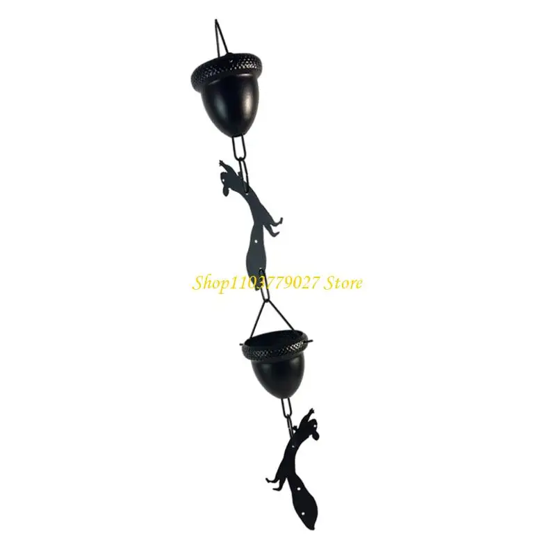 C4DF Acorn Rain Chain Iron Acorn Cups Rain Chain for Gutters Eaves Drainage Outdoor