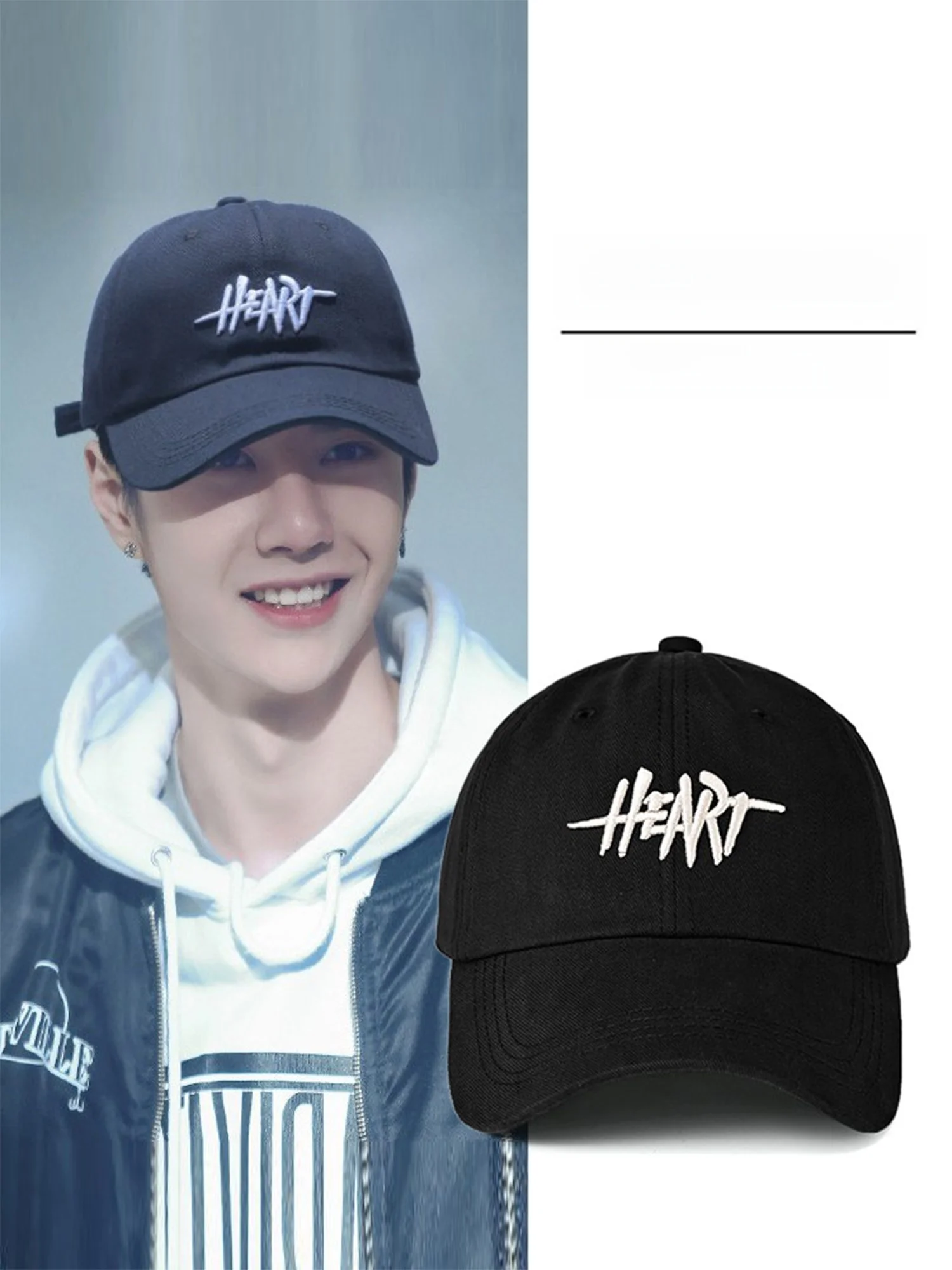 wang-yibo-embroidered-baseball-cap-unisex-large-head-circumference-face-slimming-wide-brim-sunshade-black-american-style-hat