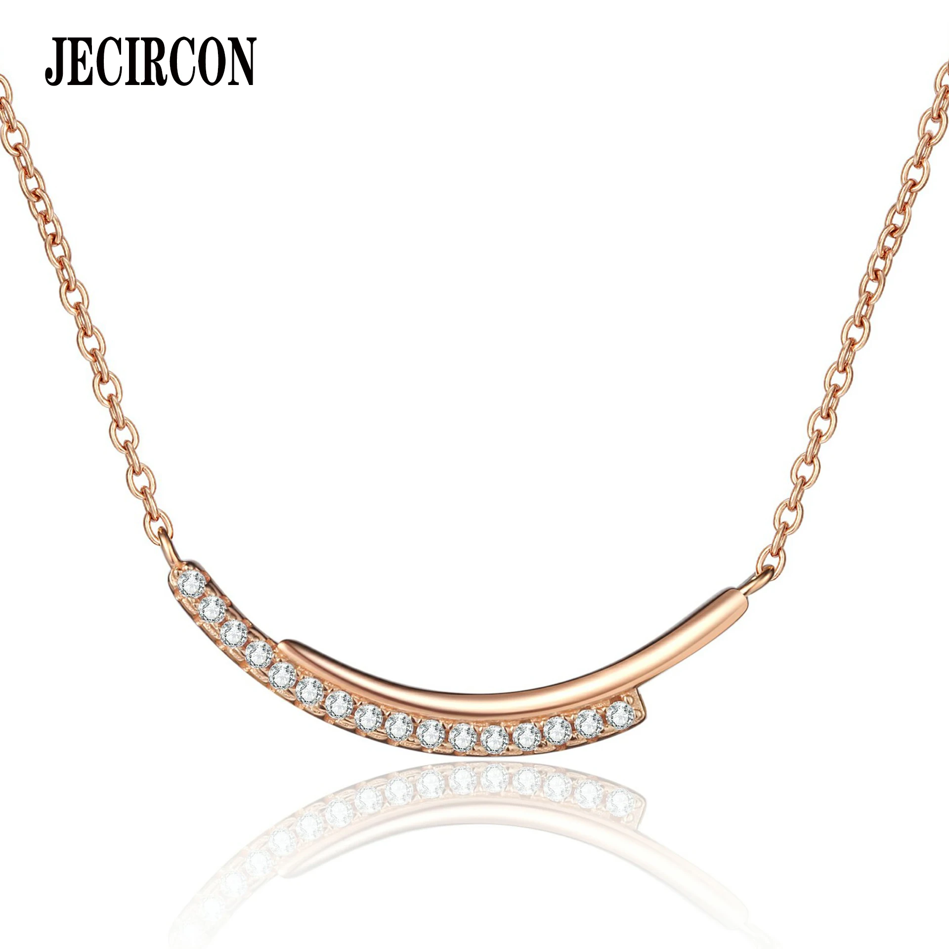 

JECIRCON 925 Sterling Silver Moissanite Necklace for Women Row of DiamondsFull Moissanite Line Pendant Champagne Gold Jewelry